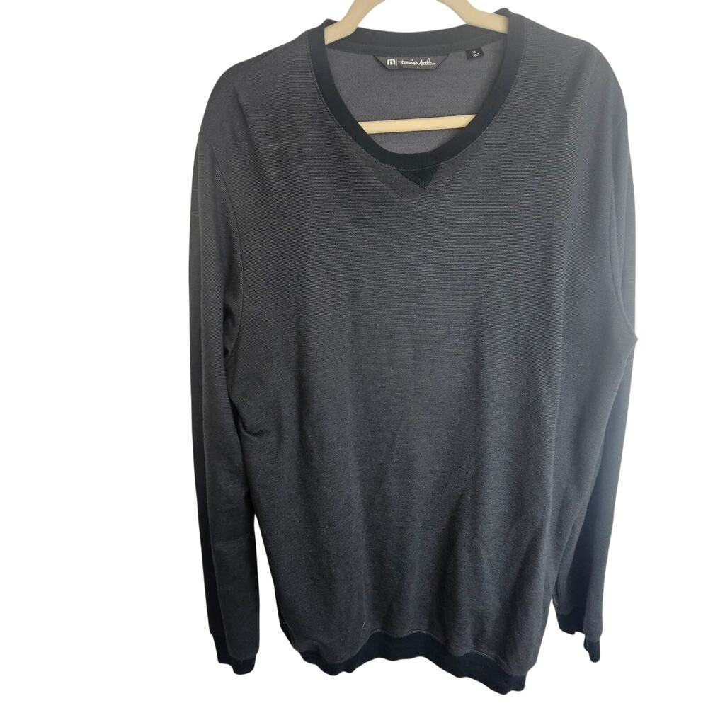 Travis Mathews Mens Striped Lightweight Crew Neck Sweater XL Minimalist Pullover